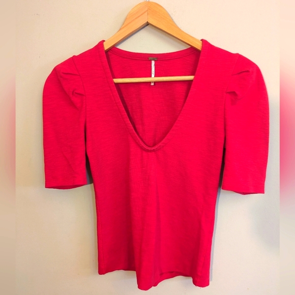 Free People Ellery Red Blouse Top Size XS - Picture 3 of 6